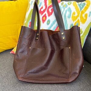 Portland Leather COLD BREW Brown Tote Bag USED